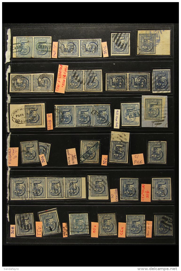 1866 IMPERF NUMERAL TYPES. FINE USED SPECIALIST'S COLLECTION/ACCUMULATION On Stock Pages With Many Shades,... - Uruguay