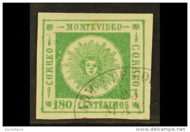 1860 180c Green, Thick Figures Of Value, SG 19, Superb Used With Large Margins All Round And Neat Montevideo Oval... - Uruguay