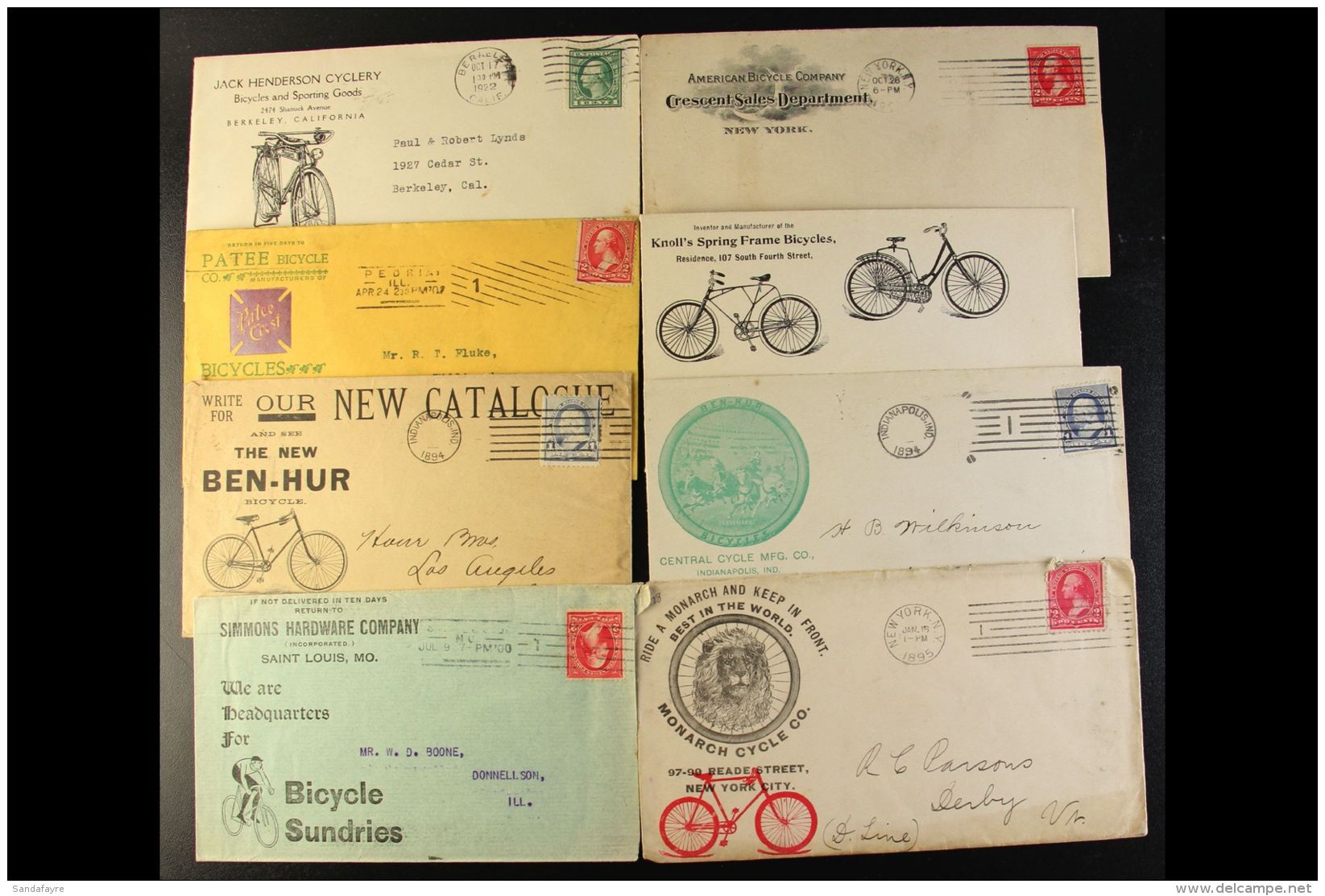 BICYCLES ADVERT COVERS. 1892-1944 Interesting Collection Of Commercially Used Covers (plus A Few Cards) With... - Andere & Zonder Classificatie