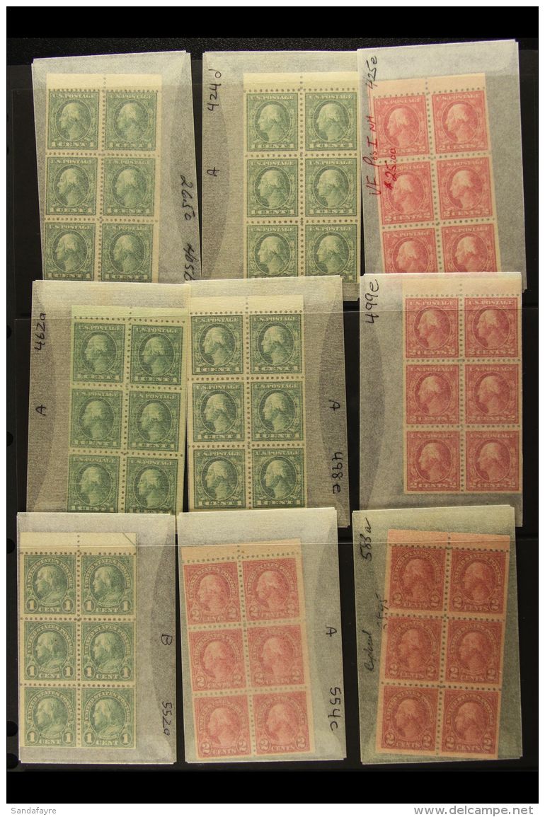 1912 -1971 NHM BOOKLET PANE COLLECTION On Stock Pages. Includes A Delightful ALL DIFFERENT Range Of Washington... - Andere & Zonder Classificatie