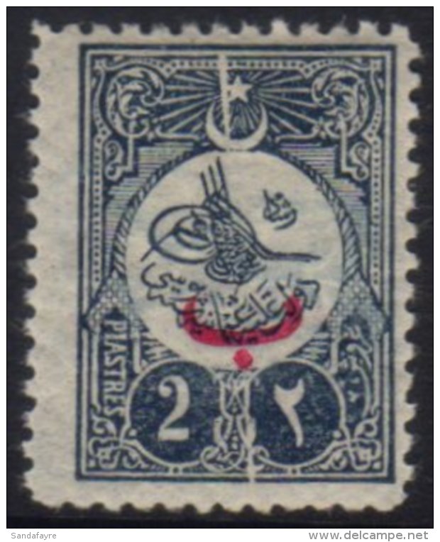 1909 2pi Blue-black, Type I Perf 12, With "Behie" Opt In Carmine (Mi 178 I C, SG 292A) Showing A Striking CRACKED... - Andere & Zonder Classificatie