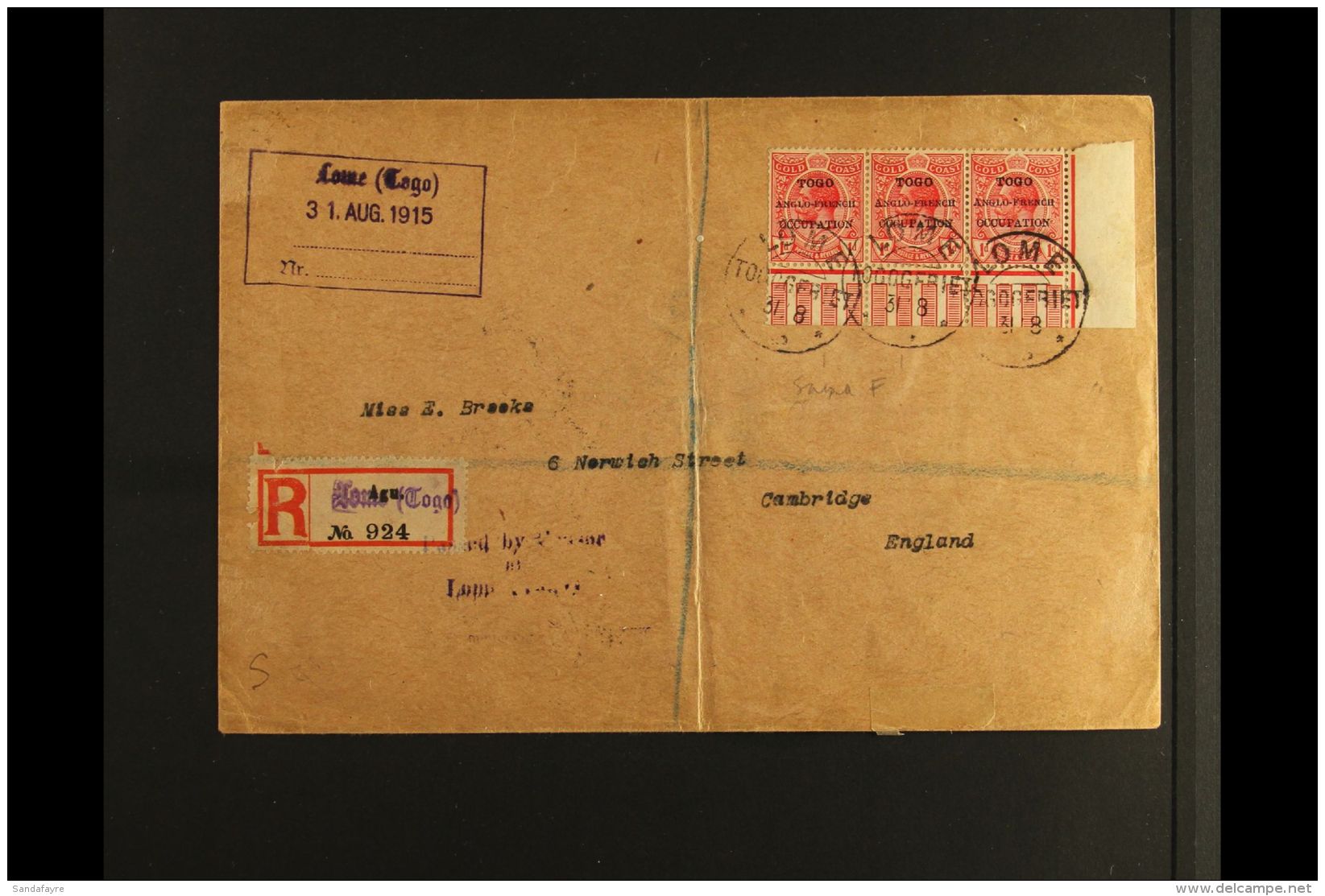 1915-19 ANGLO - FRENCH OCCUPATION An Interesting Covers &amp; Cards Collection Bearing Overprinted Gold Coast... - Andere & Zonder Classificatie