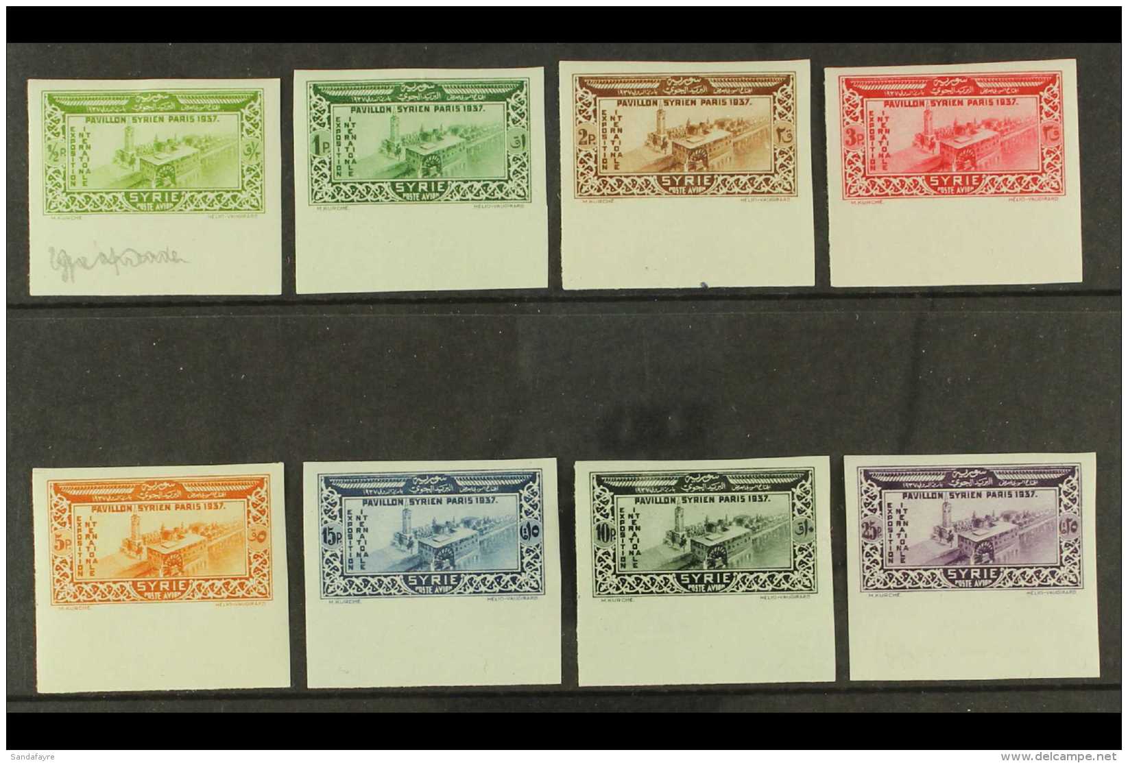 1937 Paris Exposition Airmail Complete Imperforate Set, Yvert 70/77, Very Fine Mint Lower Marginal Examples. (8... - Syrië