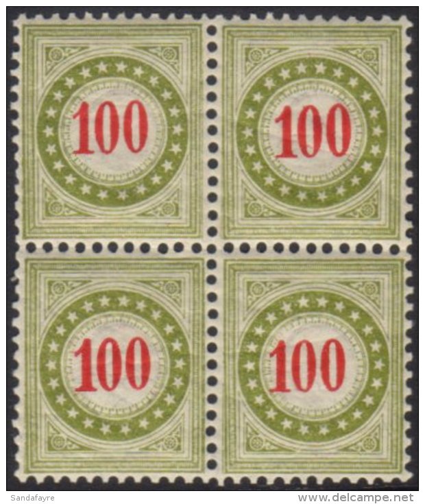 POSTAGE DUES 1897-1908 100c Vermilion &amp; Olive-green Inverted Frame, Michel 21 II BYgc K, SG D205C, Zumstein... - Otros & Sin Clasificación