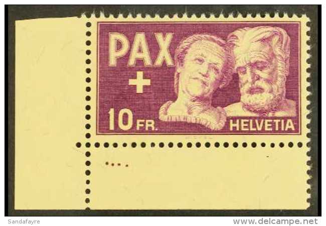 1945 10f Violet On Buff, Peace Issue, SG 459, Zumstein 274, Never Hinged Mint, Corner Marginal Example. For More... - Other & Unclassified