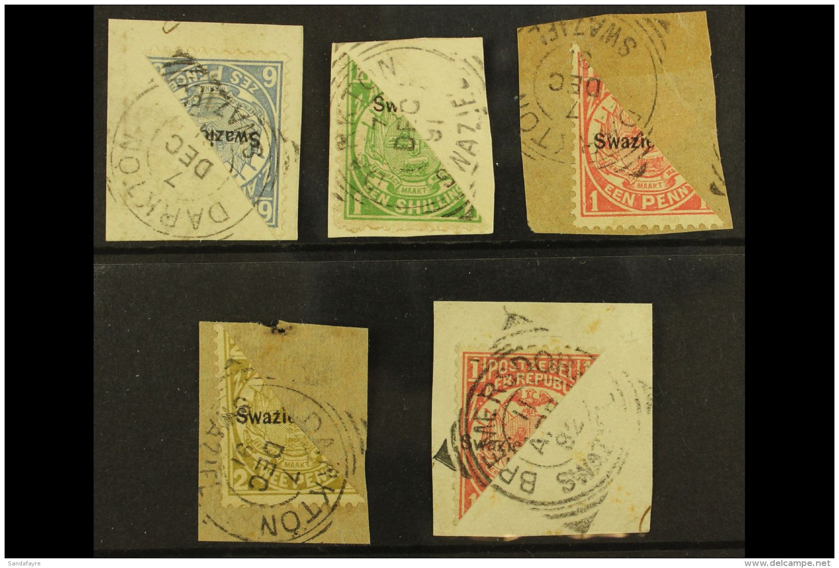 1889-90 Bisects On Pieces With Darkton 7 Dec 1891 Squared Circles 1d , 2d, 6d And 1s, Bremersdorp 11 April 1892... - Swaziland (...-1967)