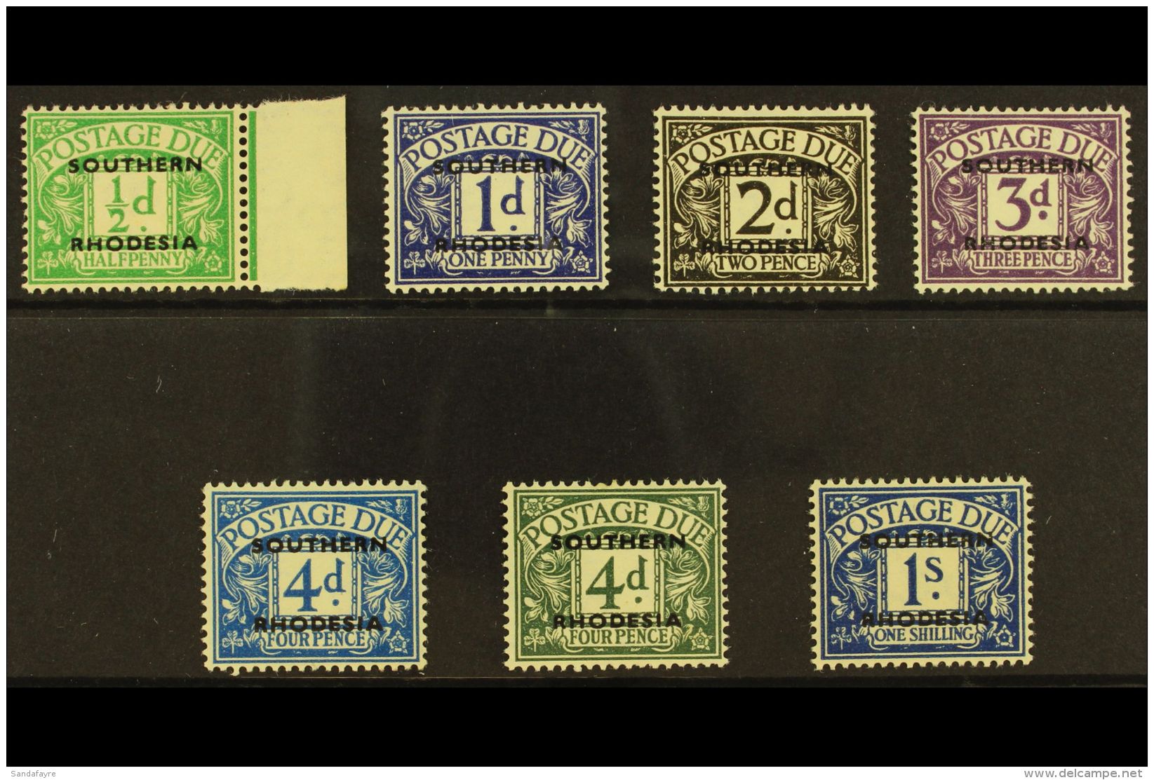 POSTAGE DUES 1951 Complete Set Incl. 4d Dull Grey-green, SG D1/7, Very Fine Mint (7). For More Images, Please... - Southern Rhodesia (...-1964)