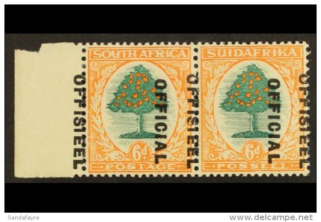 OFFICIAL VARIETY 1930-47 6d Green &amp; Orange, OVERPRINT SHIFTED TO LEFT VARIETY, Left Marginal Example With... - Non Classificati