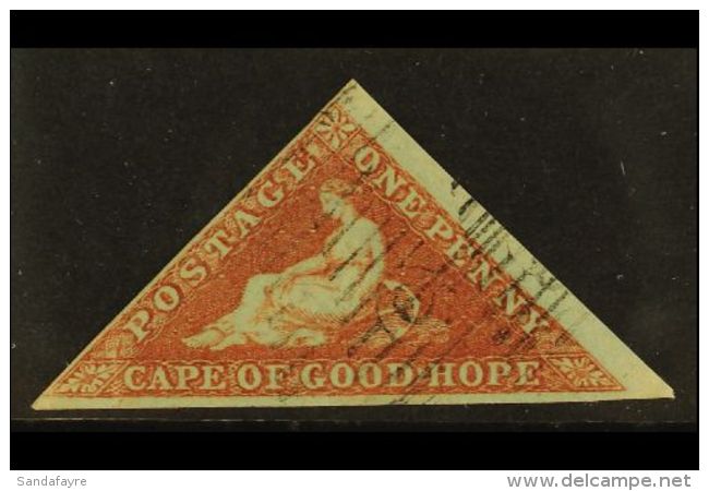 CAPE OF GOOD HOPE 1853 1d Pale Brick- Red On Deeply Blued, SG 1, Used With Light Delicate Cancel &amp; 3 Small /... - Unclassified