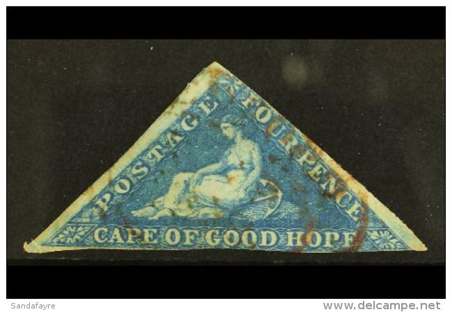 CAPE OF GOOD HOPE 1855-63 4d Blue, SG 6a, Used With Indistinct But Rare Red Double Ring Oval Cancellation. For... - Zonder Classificatie