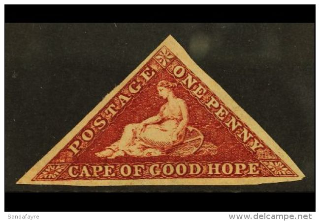 CAPE 1863-64 1d Deep Carmine-red Triangular WATERMARK SIDEWAYS Variety, SG 18a, Fine Unused No Gum, Full Good To... - Zonder Classificatie