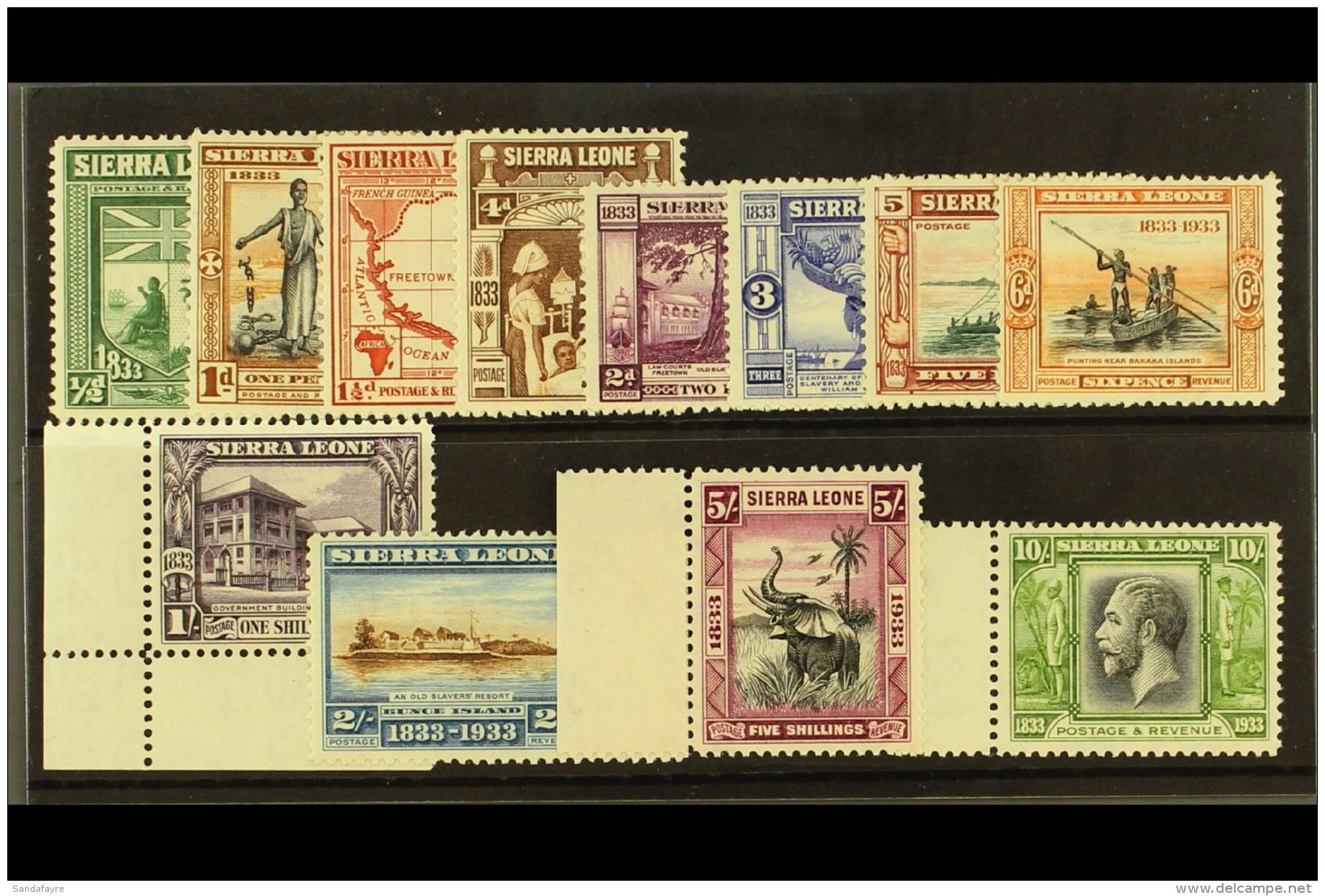 1933 Wilberforce Set Complete To 10s, SG 168/80, Mint With Gently Toned Gum (12 Stamps) For More Images, Please... - Sierra Leone (...-1960)