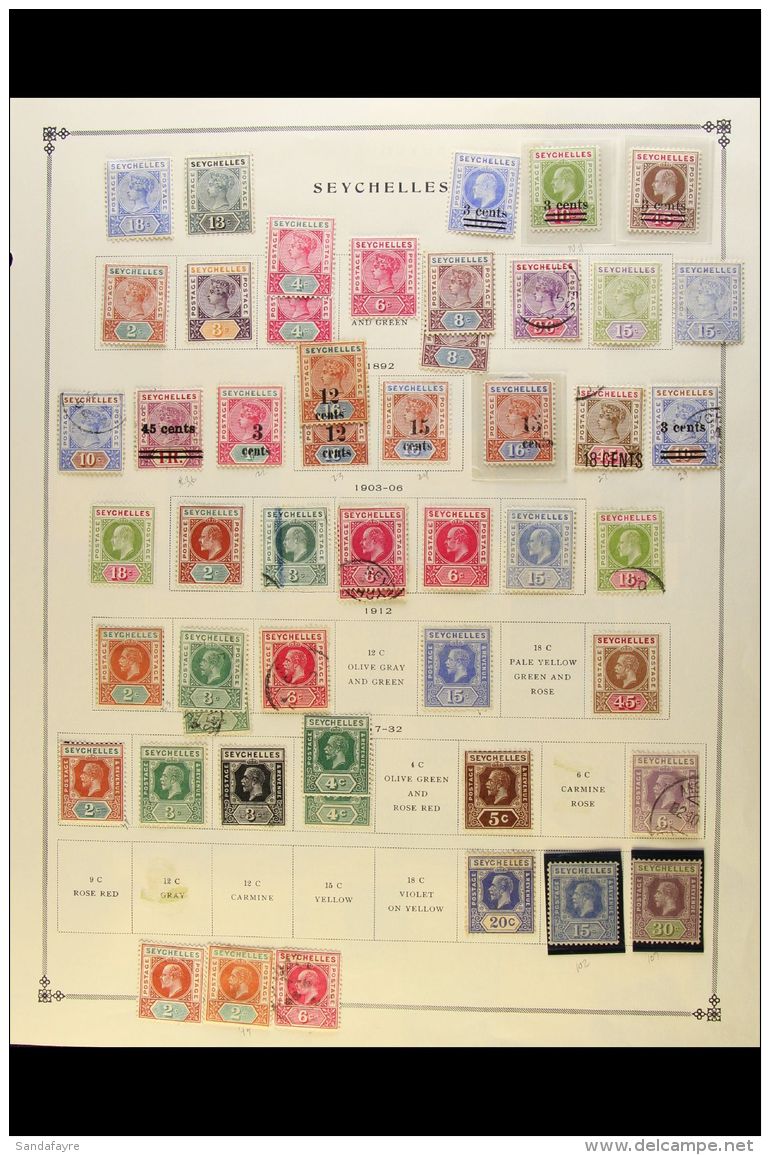 1890-1985 COLLECTION ON ALBUM PAGES Plus Some Loose Stamps/sets Awaiting Incorporation. Fresh Mint And Fine Used -... - Seychellen (...-1976)