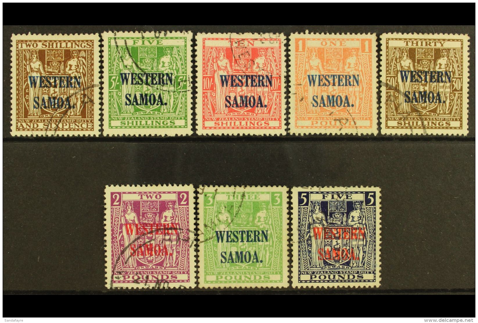 1945 - 1953 2s 6d Deep Brown To &pound;5 Indigo Blue Postal Fiscals On "Wiggins Teape" Paper Wmk Multiple NZ And... - Samoa