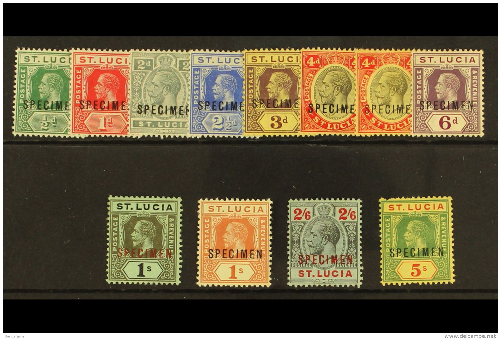 1912 Geo V Die I Set Complete Ovptd "Specimen", SG 78s/88s + 83as (4d On White Paper), 5s Pulled Perf, Fresh Mint... - St.Lucia (...-1978)