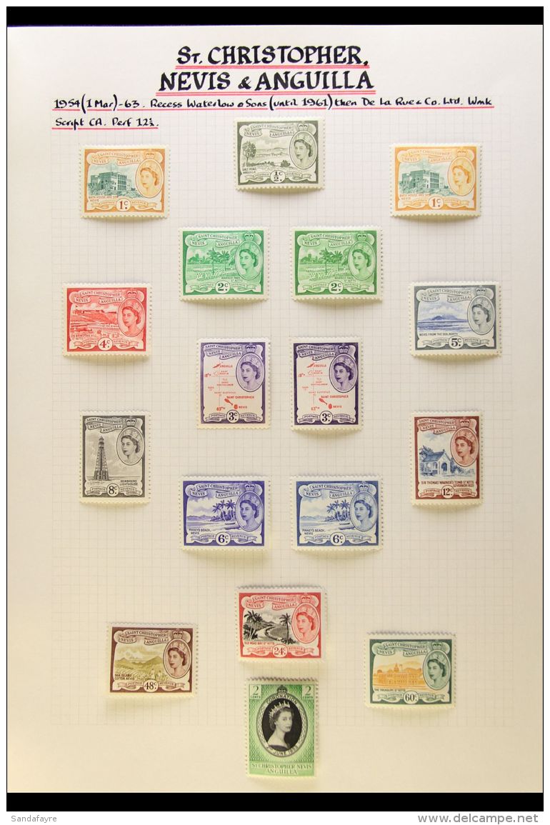 1953-1985 SUPERB MINT COLLECTION On Leaves, All Different, Virtually COMPLETE To 1975, Inc 1954-63 Set Inc $1.20... - St.Kitts En Nevis ( 1983-...)