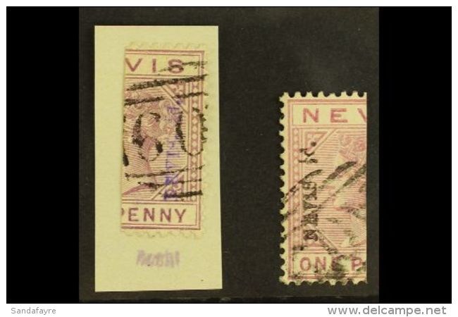 1883 &frac12;d On Half 1d Lilac-mauve, Both Colours - Violet And Black Overprints, SG 35/6, Fine Used (2). For... - St.Cristopher-Nevis & Anguilla (...-1980)