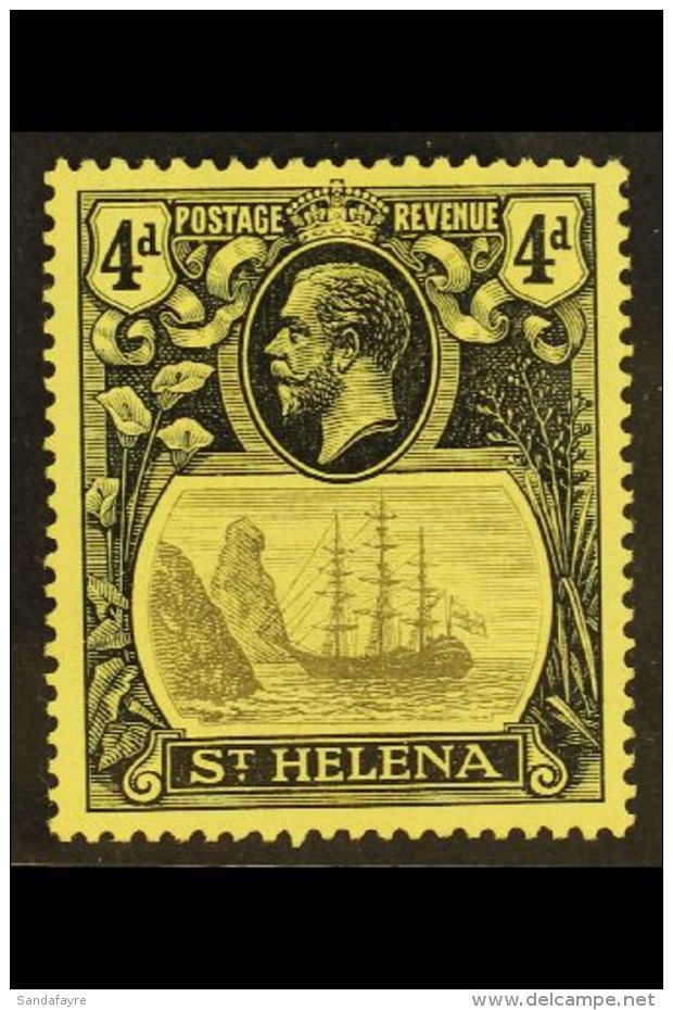 1922-37 4d Grey &amp; Black/yellow "Torn Flag" Variety, SG 92b, Fine Mint For More Images, Please Visit... - Sint-Helena