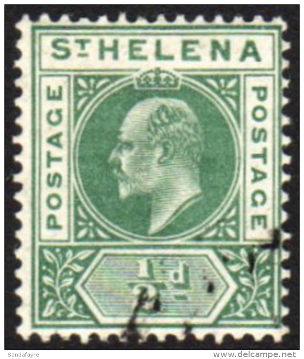 1902 &frac12;d Green With "SLOTTED FRAME" VARIETY, SG 53var, Very Fine Used. A Clear Example Of This Break In The... - Sint-Helena