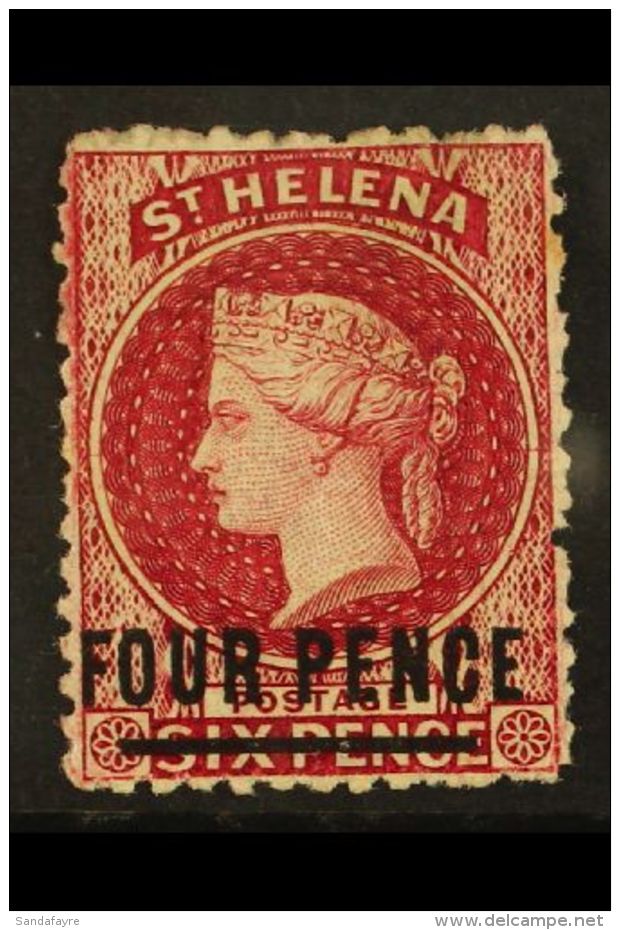 1864-80 4d Carmine (Type B) Perf 14, SG 14, Very Fine Mint For More Images, Please Visit... - Saint Helena Island