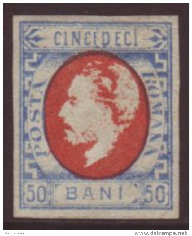 1872 50b Red &amp; Blue Karl I, Imperf, Mi 31, Fine Mint With Four Good Margins, Small Corner Creases Do Not... - Andere & Zonder Classificatie
