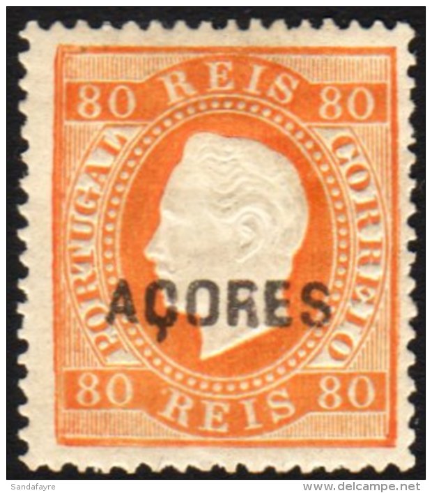 AZORES 1875 80r Orange, Perf 13&frac12;, Afinsa 21, Fresh Mint. With Photo Certificate International Society For... - Andere & Zonder Classificatie
