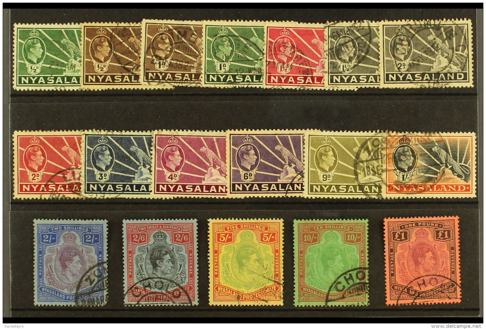 1938-44 Definitives Complete Set, SG 130/43, Fine Used. (18 Stamps) For More Images, Please Visit... - Nyasaland (1907-1953)