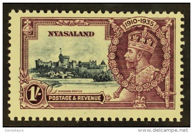 1935 1s Slate And Purple Silver Jubilee, Variety "Kite And Vertical Log", SG 126k, Very Fine Mint. For More... - Nyassaland (1907-1953)