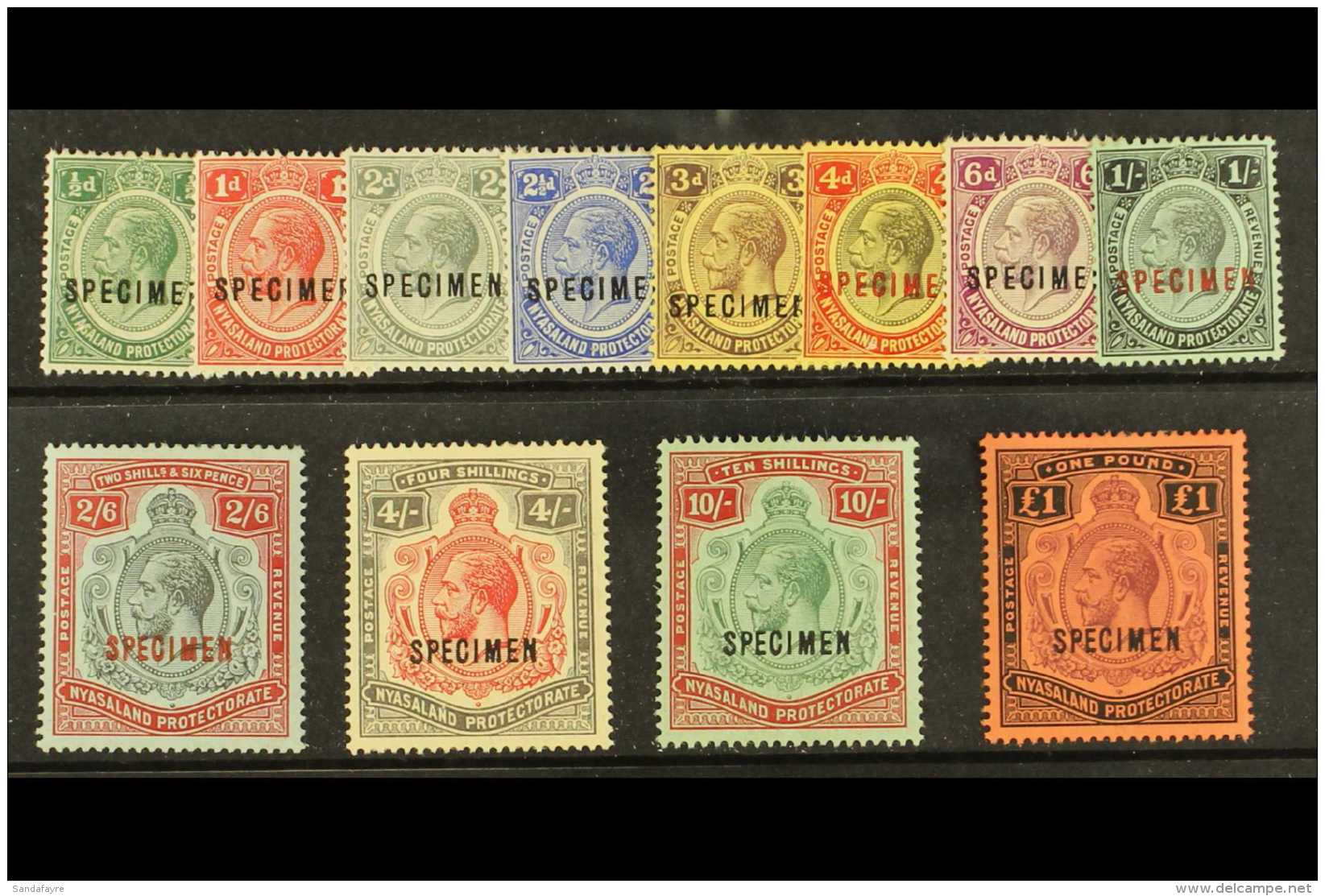 1913 Geo V Set, Wmk MCA, Overprinted "Specimen", SG 83s/98s, Very Fine Mint, Large Part Og. Scarce Set. (12... - Nyassaland (1907-1953)
