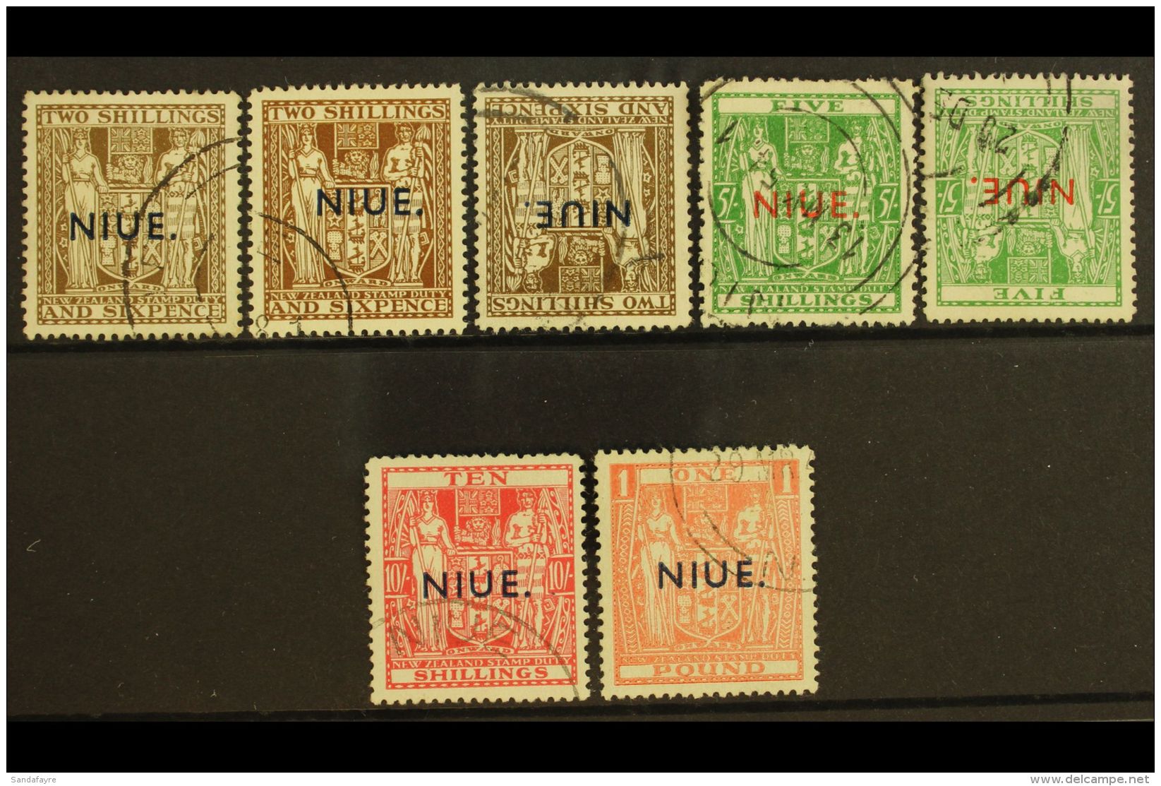 1941-67 Postal Fiscal Stamps Ovptd With SG Type 17 "NIUE," Watermark SG Type W98, Thin "Wiggins Teape" Paper,... - Niue
