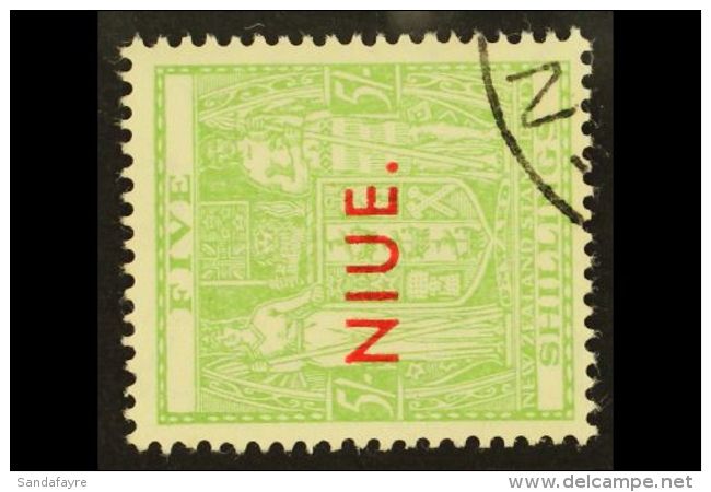 1941-67 5s Pale Yellowish Green, Wmk Sideways, SG 88, Very Fine Used. For More Images, Please Visit... - Niue