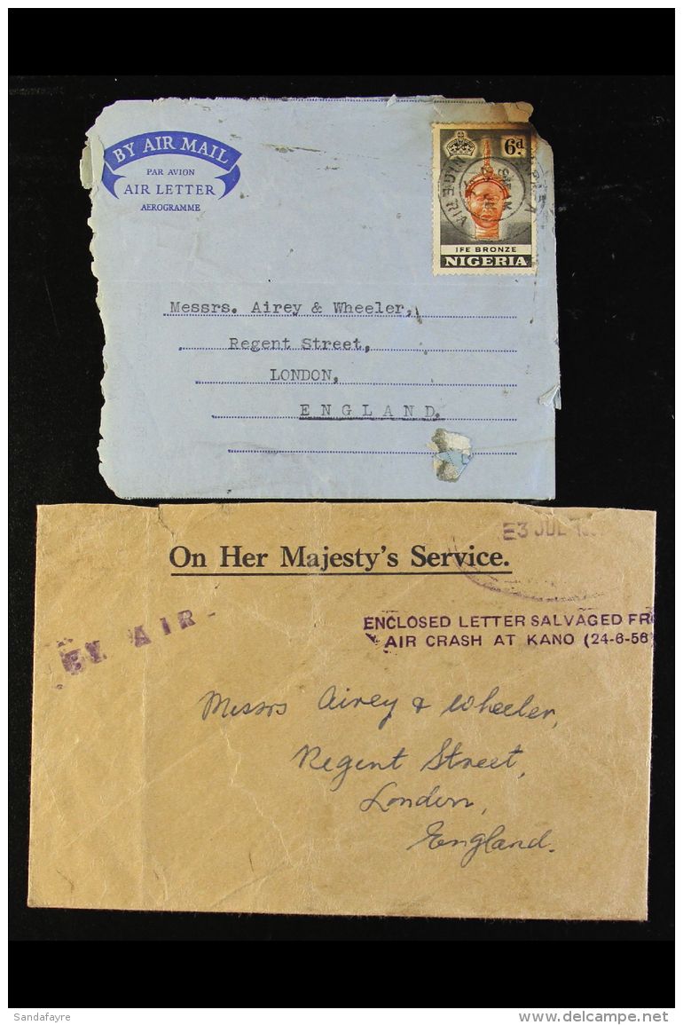 1958 ARGONAUT AIR CRASH AT KANO (24th June) Charred Envelope To London, With OHMS Forwarding Envelope Showing... - Nigeria (...-1960)