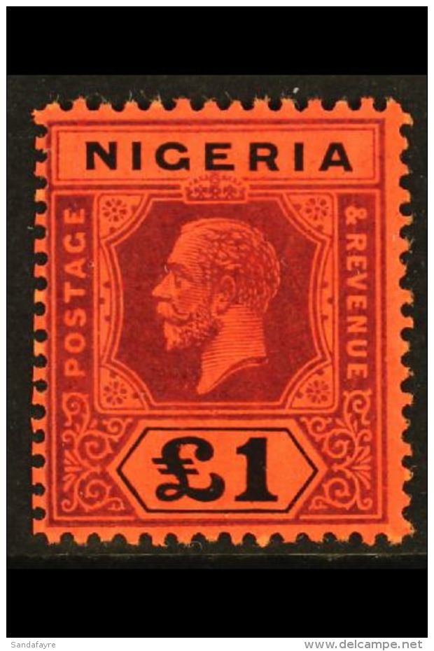 1914-29 &pound;1 Purple &amp; Black/red - Die II, SG 12ba, Never Hinged Mint For More Images, Please Visit... - Nigeria (...-1960)