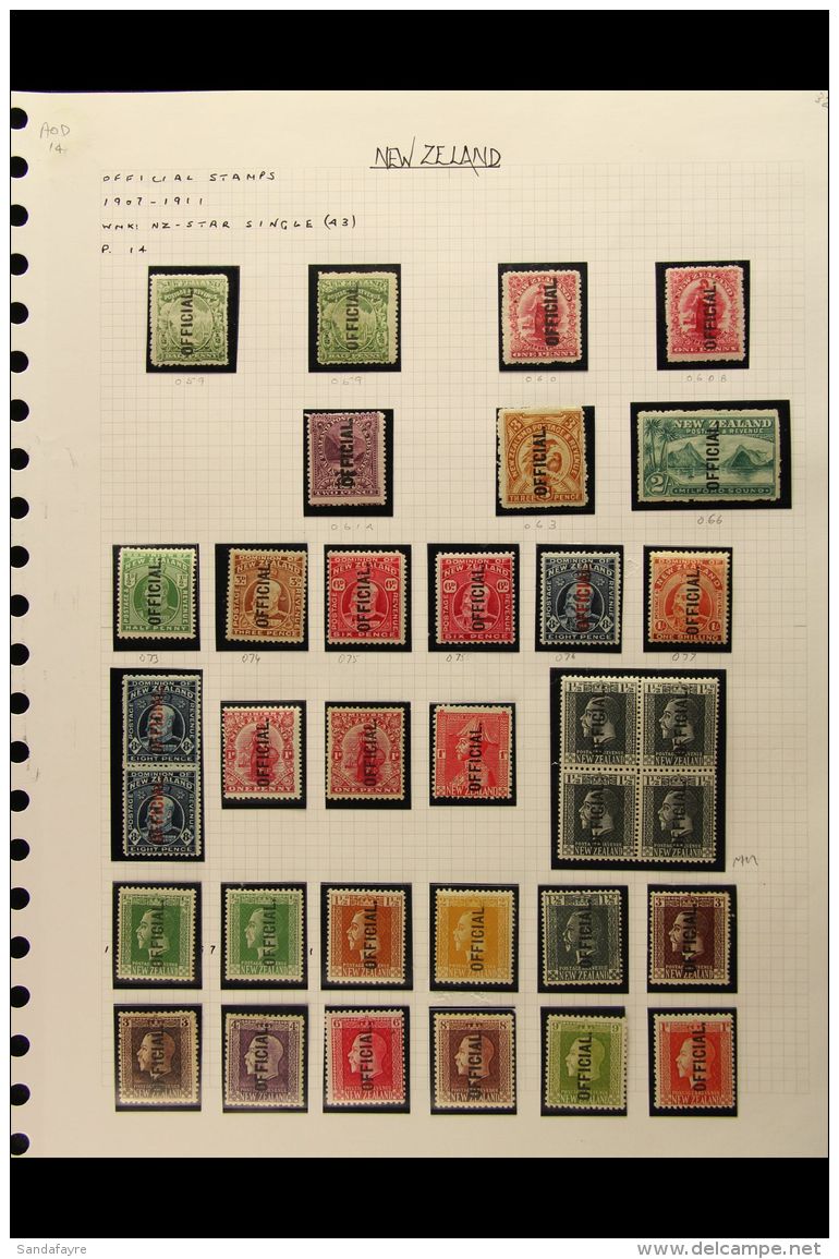 OFFICIAL 1907-1961 FINE MINT COLLECTION In Hingeless Mounts On Leaves, Inc 1907-11 To 3d &amp; 1s, 1910-16 Set,... - Andere & Zonder Classificatie