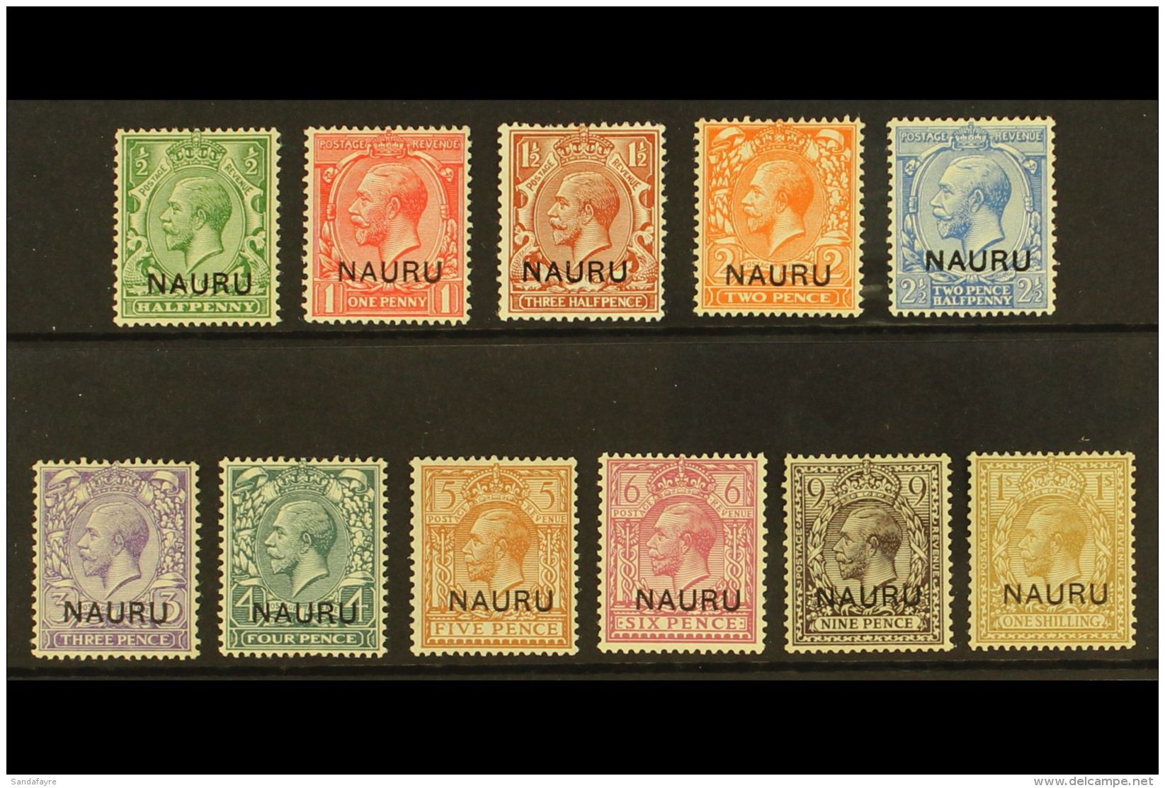 1916-23 12&frac12;mm Overprints On Great Britain Complete Basic Set, Between SG 1 And SG 12, Including 1&frac12;d,... - Nauru