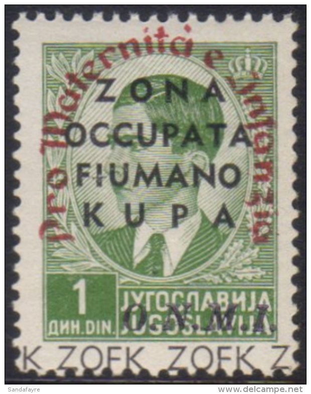 ITALIAN OCCUPATION 1942 KUPA Maternity And Infancy Fund 1d Green, With Red Overprint Sassone 40, Superb Never... - Montenegro