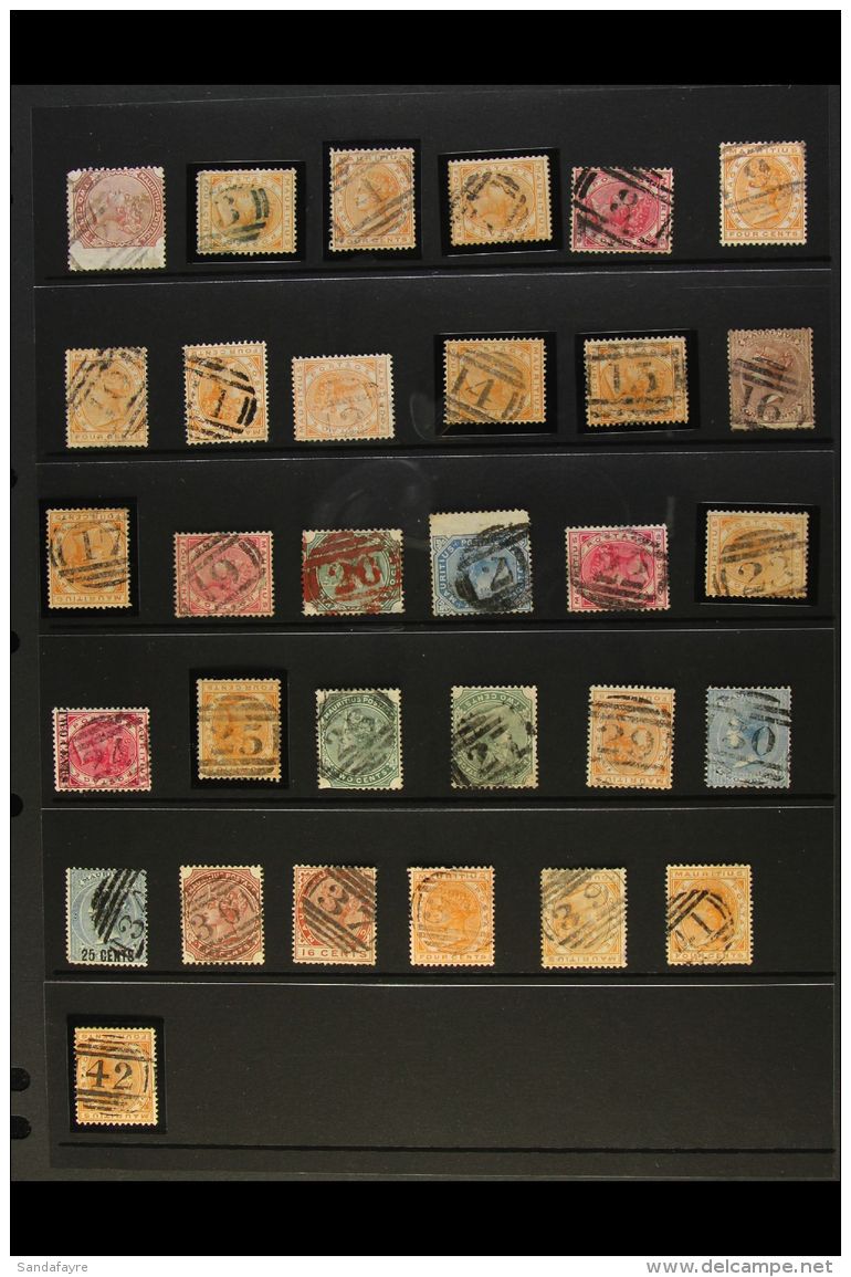 NUMERAL POSTMARKS Collection On A Range Of QV Stamps, ALL DIFFERENT Barred Numeral Cancels With The Majority Of... - Mauritius (...-1967)