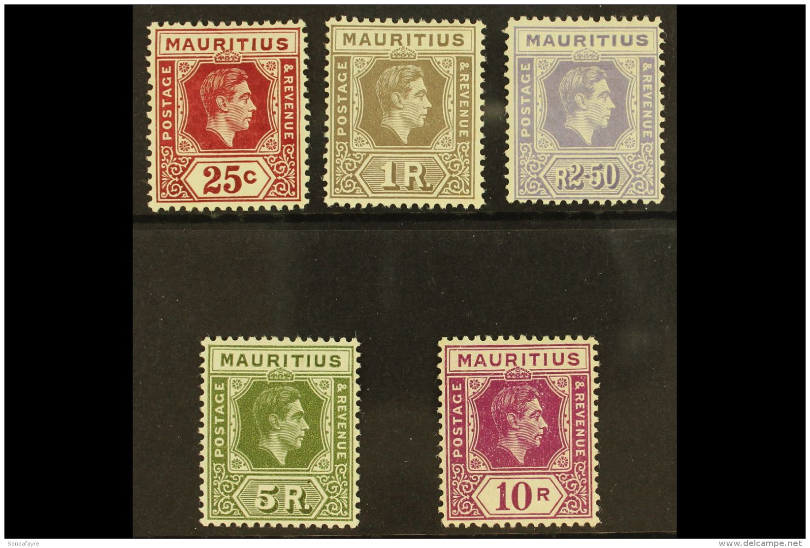 1938-49 Ordinary Paper Set, SG 259b/63a, Very Fine Mint (5 Stamps) For More Images, Please Visit... - Mauritius (...-1967)