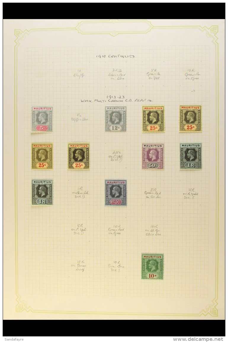 1911-36 MINT KGV COLLECTION Presented Neatly On Album Pages. Includes 1913-22 All Values To 2r.50 Incl. Good 25c... - Mauritius (...-1967)