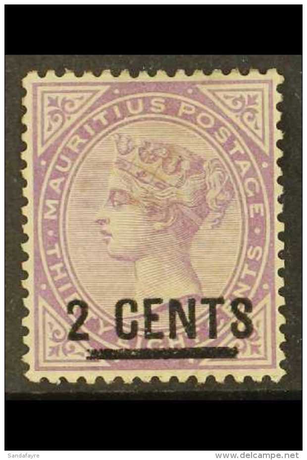 1886 2c On 38c Bright Purple, SG 116, Mint, Small Part OG. For More Images, Please Visit... - Mauritius (...-1967)