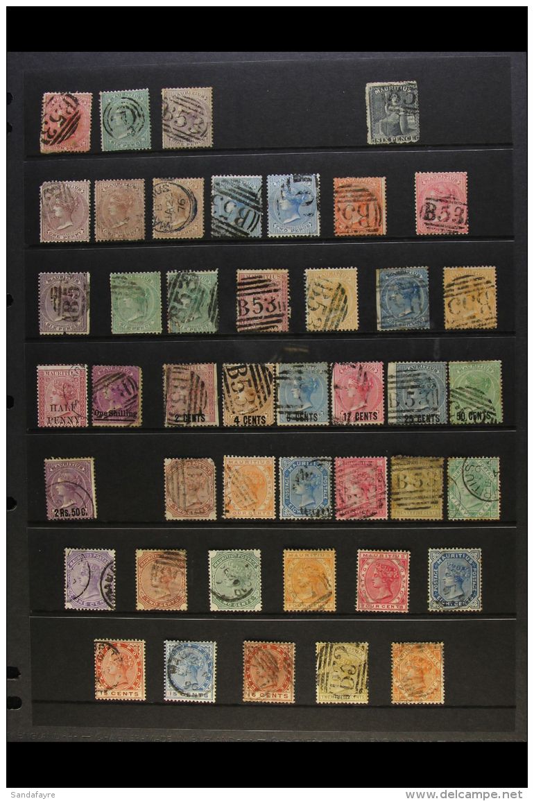 1860-1905 QV USED COLLECTION CAT &pound;1500+ An ALL DIFFERENT Collection Presented On A Pair Of Stock Pages.... - Mauritius (...-1967)