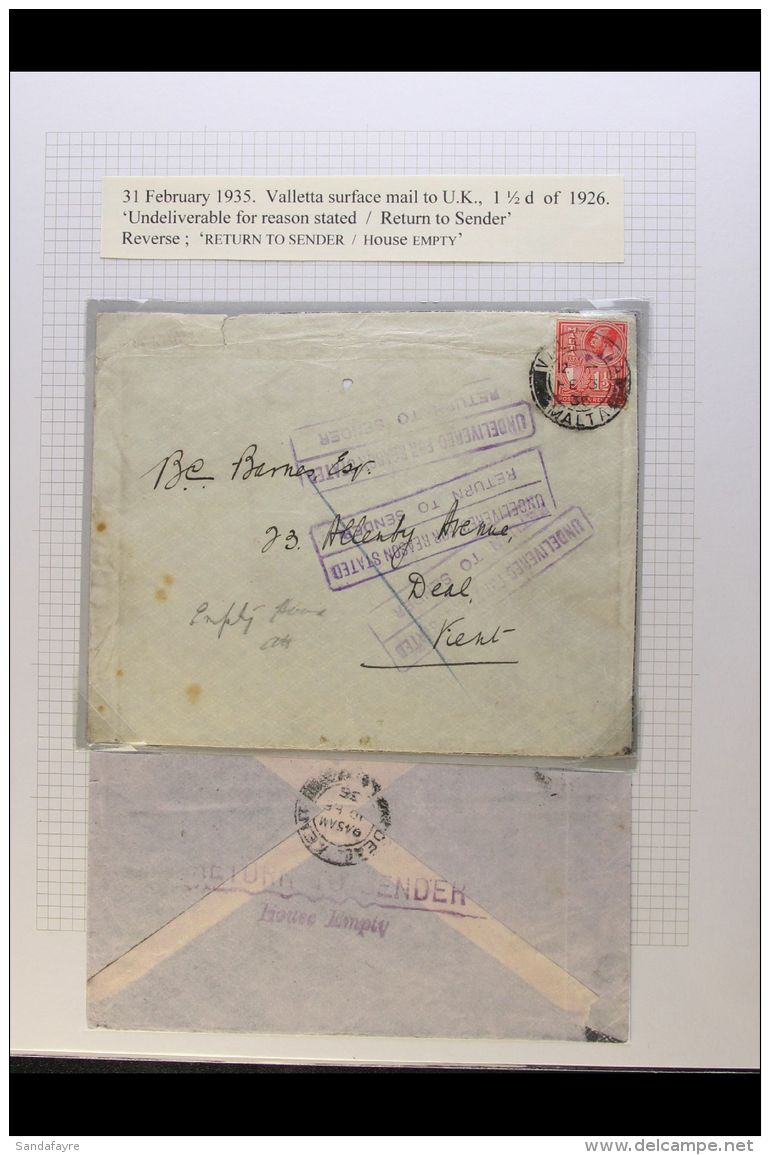 1928-37 COVERS AND CARDS COLLECTION A Collection Of Commercially Used Covers, Cards, And Postal Stationery Bearing... - Malta (...-1964)