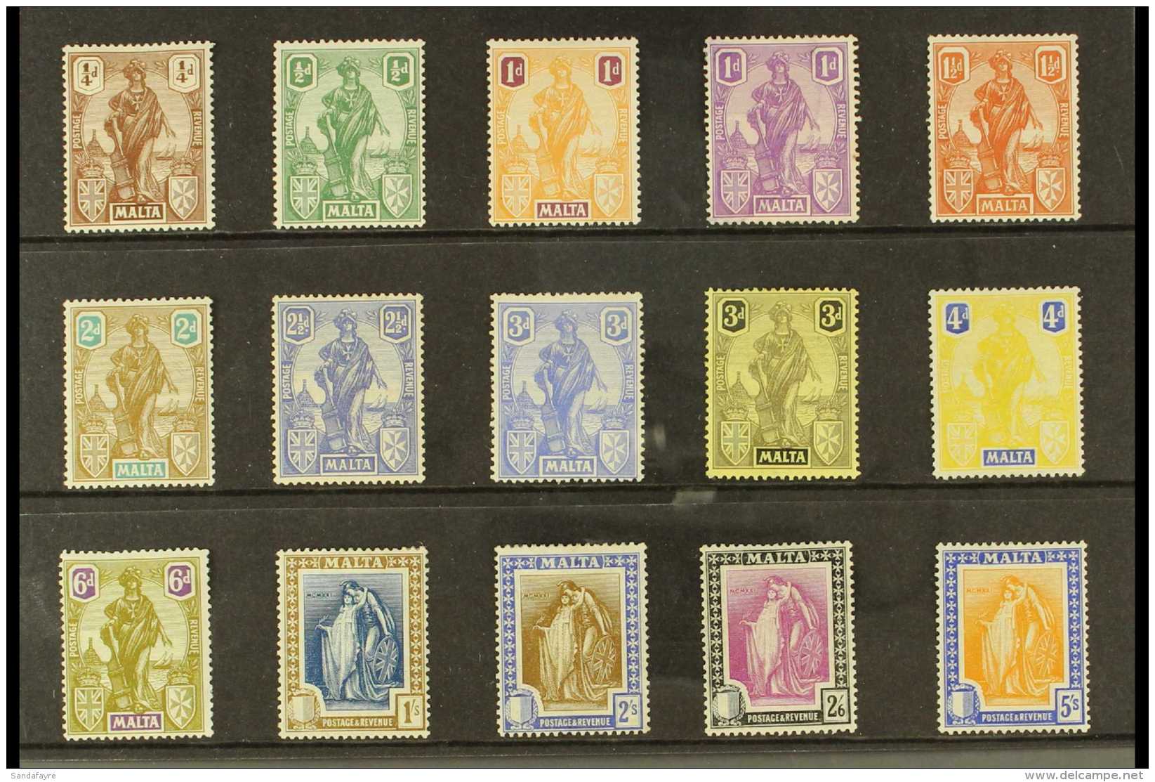 1922-26 Complete Set To 5s, SG 123/37, Fine Mint (15 Stamps) For More Images, Please Visit... - Malta (...-1964)