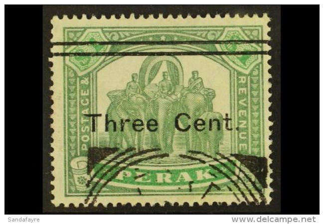 PERAK 1900 3c On $1 Green And Pale Green, SG 86, Very Fine Used. For More Images, Please Visit... - Other & Unclassified