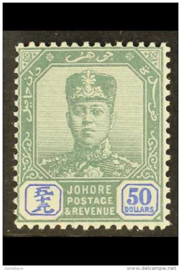 JOHORE 1904-10 $50 Green &amp; Ultramarine, Wmk Rosette, SG 76, Superb, Never Hinged Mint For More Images, Please... - Andere & Zonder Classificatie