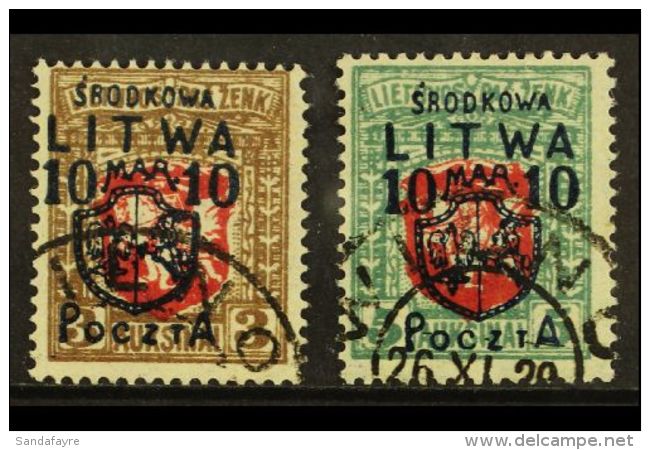 CENTRAL LITHUANIA - POLISH OCCUPATION 1920 10m On 3a Red And Brown And 10m On 5a Red And Blue Green, Mi 12/13,... - Litouwen