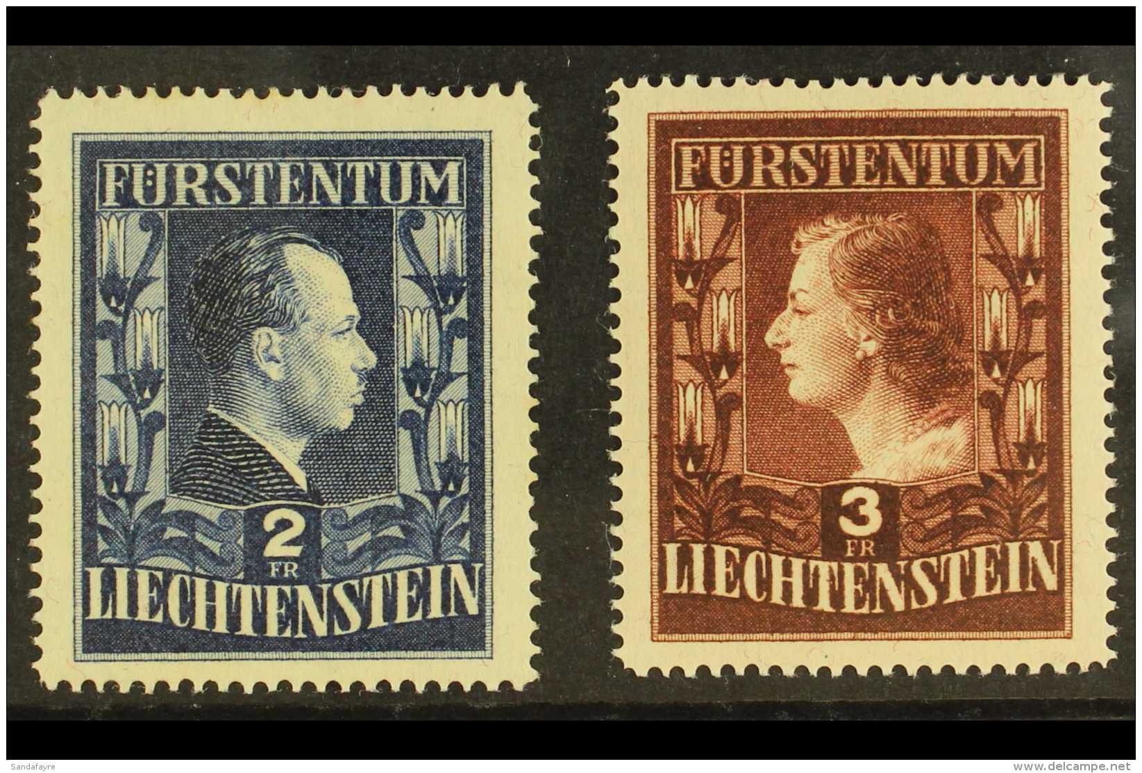 1951 2fr And 3fr Prince And Princess Pair, Perf 14 3/4, Mi 304B/305B, Very Fine Mint. (2 Stamps)  For More Images,... - Andere & Zonder Classificatie