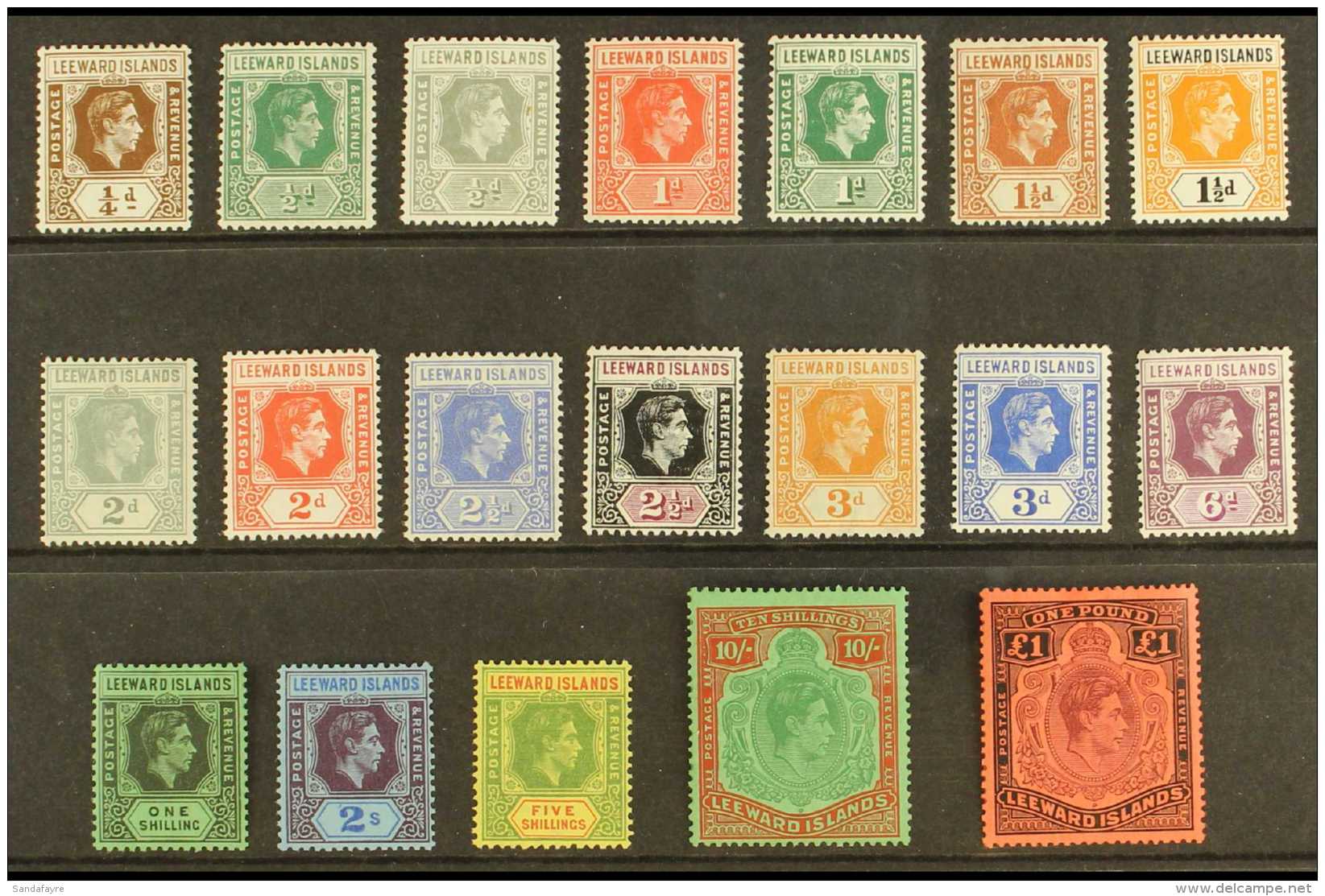 1938-51 Complete Definitive Set, SG 95/114b, Never Hinged Mint. (19 Stamps) For More Images, Please Visit... - Leeward  Islands