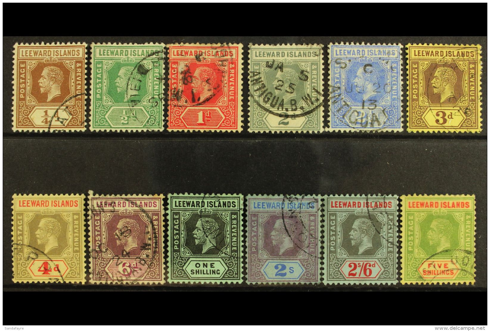 1912-22 (wmk Mult Crown CA) Definitives Complete Set, SG 46/57b, Fine Used. (12 Stamps) For More Images, Please... - Leeward  Islands