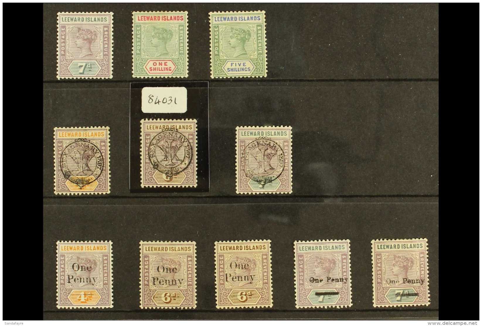 1890-1902 MINT QV SELECTION On A Stock Card. Includes 1890 1s And 5s (tiny Thin, Good Colour), 1897 Jubilee 4d, 6d... - Leeward  Islands